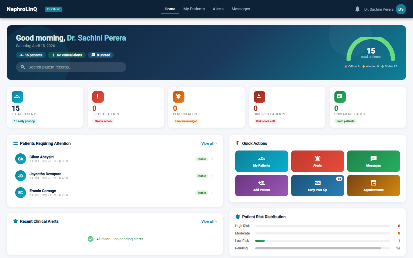 NephroLinQ Doctor Dashboard